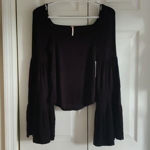Free people Babetown bell sleeve top, black size S